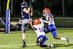 Friday night October 14, 2022 Central's Homecoming game against Branford. Bears' No. 12 Ethan Bergantino (Fr) completes pass for the first TD for Central. Photo by Cheryl Clanton.