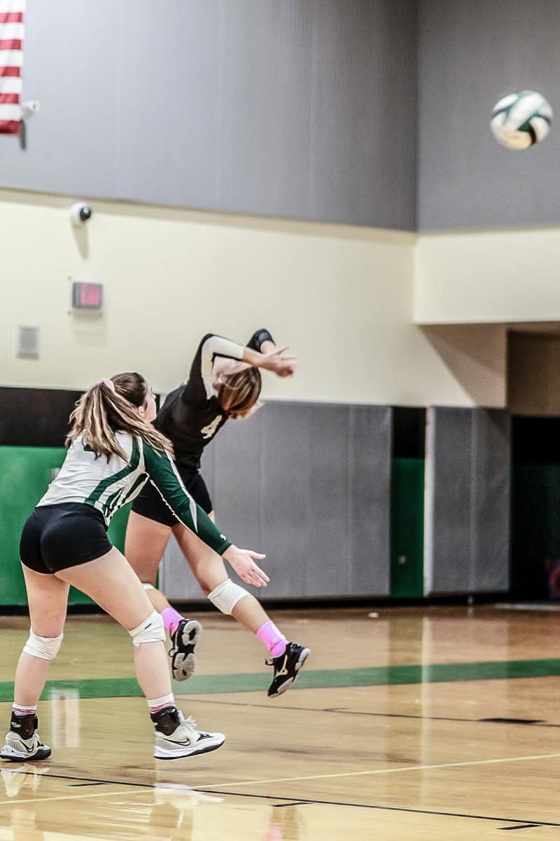 Hornet No. 4 Sr. Allora Murray saved the play for Weeki Wachee to keep the volley going against Lecanto Panthers Wednesday night October 5, 2022. Photo by Cheryl Clanton.