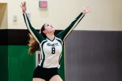 Lecanto Panthers vs Weeki Wachee Varsity Volleyball game Wednesday night October 5, 2022. Hornet #8 Sr. Morgan Maeder gets set to serve to the Panthers. Photo by Cheryl Clanton.