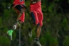 Springstead High, 12, Tyree Davis celebrates with, 88, Caidell Gilbert after a scoring pass versus Lecanto High. Photo by JOE DiCRISTOFALO