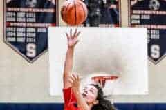 Eagles #11 Jr. Samantha Suarez shoots for the point against South Sumter in Tuesday night's game (Nov. 8).  Photo by Cheryl Clanton.