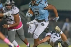 NCT running back, 2, Christian Cromer proved a difficult player to stop- rushing the ball Friday against Central High at Nature Coast.  Photo by JOE DiCRISTOFALO