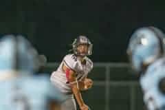 Central QB, Braden Joyner looses a pass against the Nature Coast defense . Photo by JOE DiCRISTOFALO