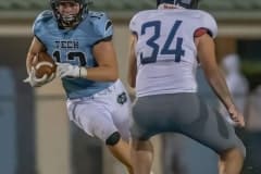 NCT, 13, Brady Nowlin runs for a gain against Central Friday at Nature Coast.  Photo by JOE DiCRISTOFALO