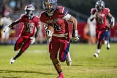 Springstead ,4, Connor Mccazzio eyes the goal line scoring the Eagles first touchdown in the game versus Land O’ Lakes. Photo by JOE DiCRISTOFALO