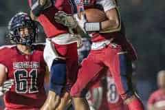 Springstead ,4, Connor Mccazzio and ,1, Luca Garguilo celebrate a score against Land O’ Lakes. Photo by JOE DiCRISTOFALO