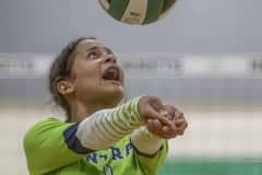 Central High, 1, Zioneliz Miranda returns a volley in the match against Weeki Wachee High. Photo by JOE DiCRISTOFALO