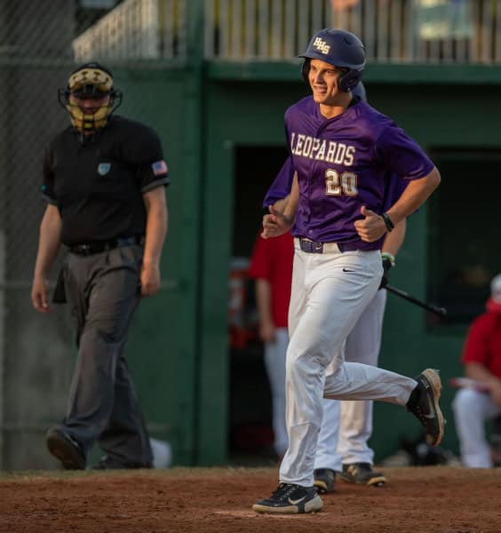 Hernando High’s Patrick Green scores the first and only run the Leopards needed in the 6-0 shutout win over visiting Satellite High Tuesday in Brooksville. Photo by JOE DiCRISTOFALO