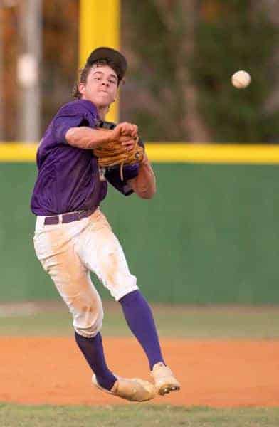 Hernando High shortstop Drew Vanalstine came up with a gem of a play to retire a Satellite runner on what looked like a potential infield hit Tuesday in Brooksville.  Photo by JOE DiCRISTOFALO