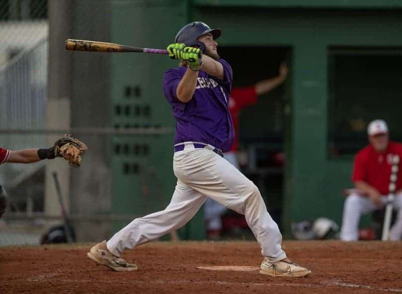 Hernando Leopard first baseman, Tyson Morgan, plated two runs with a long single in the home game versus Satellite High.  Photo by JOE DiCRISTOFALO