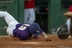 Hernando High TJ Rodier took the hard way to home through a tag attempt by the Satellite catcher in Tuesday Night action in Brooksville. Rodier scored as the ball came loose from the catchers glove on the play.  Photo by JOE DiCRISTOFALO