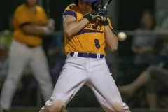 Hernando High’s Kaine Ellis reacts to an inside pitch in the game at Nature Coast Tech Tuesday night. Photo by JOE DiCRISTOFALO