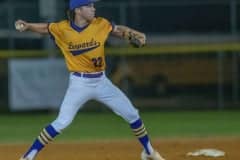 Hernando High shortstop, Drew Vanalstine throws out a runner Tuesday night at Nature Coast Tech. Photo by JOE DiCRISTOFALO