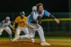 Nature Coast starting pitcher,5, Gavin McMurdopitches out of his hat in the game against visiting Hernando High Tuesday night. Photo by JOE DiCRISTOFALO