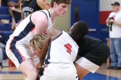 Springstead Eagles #20 Junior Andrew Danchise and #4 Senior Caidell Gilbert battle against Bear #4 Junior Braden Joyner to get control of the ball. Photo by Cheryl Clanton.