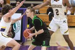 Tuesday night Hornet Sr. #3 Adian Smith play defense move against the Leopards. Photo by Cheryl Clanton.