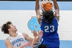 Sebring High ,23, Sylvester Lewis added this exclamation point dunk to put his team up ten points over Nature Coast in the last minute of the Final Game of the Nature Coast Christmas Tournament. Photo by JOE DiCRISTOFALO