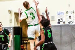 Thursday night February 2, 2023 in the Hornets nest, Weeki Wachee #3 Aidan Smith takes it up against Gulf High School. Photo by Cheryl Clanton.