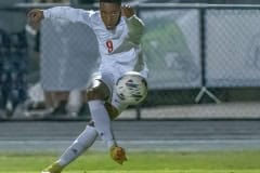 Springstead High’s ,9, Alden Haynes looses a shot during the match versus Nature Coast Friday night at NCT. Photo by JOE DiCRISTOFALO