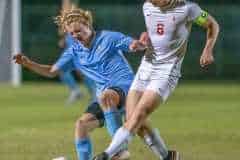 Nature Coast ,14, Kaiden Palacios and Springstead ,8, Murphy Anderson vie for possession of a loose ball Friday at NCT. Photo by JOE DiCRISTOFALO