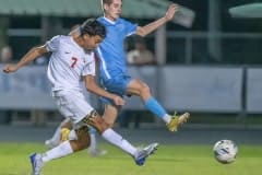 Springstead High ,7, Raul Maldonado advances a ball past the defense by NCT 10, Frank D’Ambrosio. Photo by JOE DiCRISTOFALO