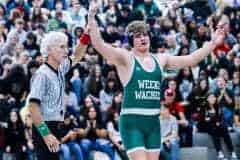 Weeki Wachee wrestler wins match against Nature Coast Wednesday afternoon. Photo by Cheryl Clanton.