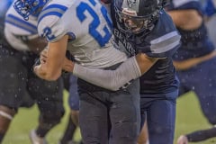 Central High , 7, Caden Bergantino takes down Anclote running back, 22, Noah Beery during the home game with Anclote High.Photo by JOE DiCRISTOFALO