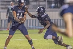 Central High ,14, Caden Bergantino hands ball off to , 5, Evan Spears who scored a touchdown on the play against Anclote High.Photo by JOE DiCRISTOFALO