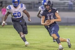 Central High, 14, Braden Joyner escaped the pocket for a 23 yard scoring run in the 44-8 win over Anclote High. Photo by JOE DiCRISTOFALO