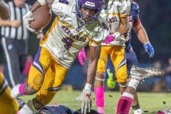 Hernando High’s Leandre Wright, 4,  on the way to a first down in Friday night’s Burger Bowl. Photo by Joe DiCristofalo.