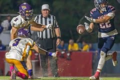 Hernando High kicker, 5, Jesse Folks has an extra point attempt blocked by Springstead High’s ,22, Jaxson Nichols. Photo by Joe DiCristofalo.