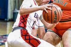 Tuesday night Warhawks take on Eagles in Girls Basketball November 22, 2022. Eagels 11 Jr. Samantha Suarez fights against the Warhawks to keep control of the ball.  Photo by Cheryl Clanton.