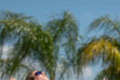 Nature Coast Tech, Victoria Mainella concentrates on a serve during the Wednesday afternoon Beach Volleyball contest versus Springstead High at Bishop McLaughlin Catholic High School.photo by JOE DiCRISTOFALO