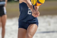 Springstead High , 2, Isabella Nunag returns a serve during Wednesday afternoon Beach Volleyball contest versus Nature Coast Tech at Bishop McLaughlin Catholic High School.photo by JOE DiCRISTOFALO