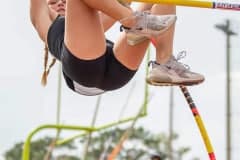 Fleur Van Buuren from visiting Sun Lake High School attempts a pole vault at the Springstead Eagle Twilight Track Meet Wednesday. Photo by JOE DiCRISTOFALO