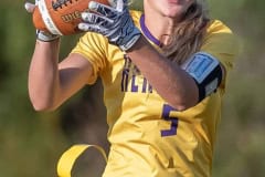 Hernando High, 5,  Kasee Grantcatches a pass Monday against Springstead High at Booster Stadium. Photo by JOE DiCRISTOFALO