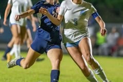 Springstead ,21, Sarah Frazier and ,5, Briana Seaman contend for the ball Friday at Springstead High. Photo by JOE DiCRISTOFALO.