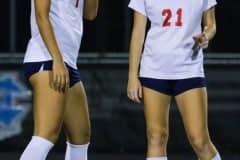 Springsteads Junior #7 Ava Kanaar and Junior #21 Sarah Frazer at halftime kickoff in Wednesday nights game against the NCT Sharks on 12/14/22. Photo by Cheryl Clanton.