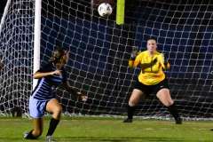 Springstead Goalie #1 name unknown protects her territory against the Sharks Wednesday night 12/14/22. Photo by Cheryl Clanton.