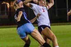 Wednesday night 12/14/22 Shark Senior #6 Madalyn Cullum takes ball from Springsteads Eagle Junior #2 Riley Bradley. Photo by Cheryl Clanton.