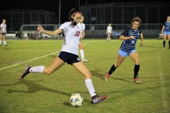 Springstead Lily Isaksen kicks the ball up field SHS vs NTC 12/14 By Hanna Fox.