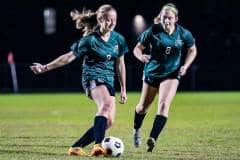 Hornet #7 and #8 warming up before game against Citrus Wednesday night 11/30/22. Photo by Cheryl Clanton.