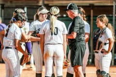 Sharks coach speaks with the infield. Photography by Santo.