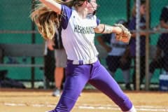 Leopards pitcher #6 Jr. Ava Braswell. Photography by Santo.