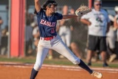 Springstead High’s Ava Miller delivers a pitch in her 6-1 win over visiting Weeki Wachee Tuesday evening. Photo by JOE DiCRISTOFALO﻿