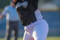 Weeki Wachee starting pitcher Jade Thompson pitching at Springstead High Tuesday evening. Photo by JOE DiCRISTOFALO