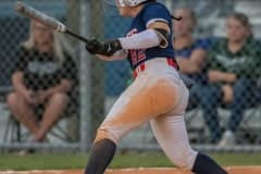 Springstead ,42, Sarah Torres watches her line drive double to right field in the game with visiting Weeki Wachee High. Photo by JOE DiCRISTOFALO