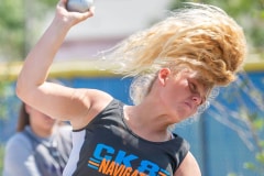 Challenger Middle School’s Karley Pasmore tossed the shot 29’3” for the Hernando County Middle Athletic Conference Track Championship.  Photo by JOE DiCRISTOFALO