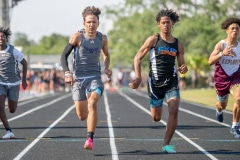 The Men’s 100 meter dash ,Parrrott Middle School’s Kamoni Dotson edged  Javon Marks from Challenger K-8 .  Photo by JOE DiCRISTOFALO