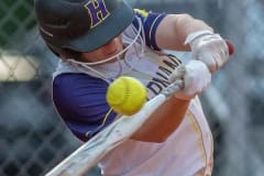 Hernando High’s ,19, Samantha Thompson couldn’t make contact with this high pitch during the game with Citrus High Wednesday evening, 4/19/23, in Brooksville. Photo by JOE DiCRISTOFALO